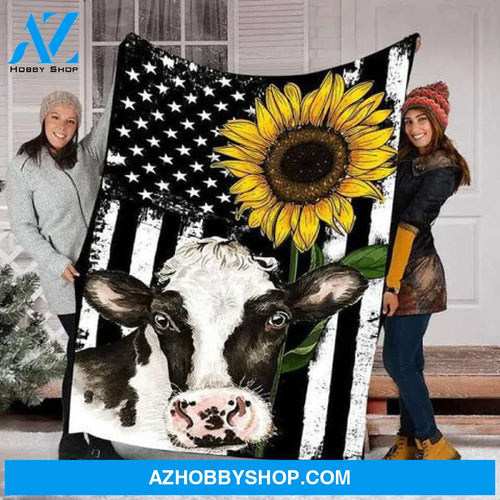 Animal Blanket, Sunflower Cow Fleece Blanket
