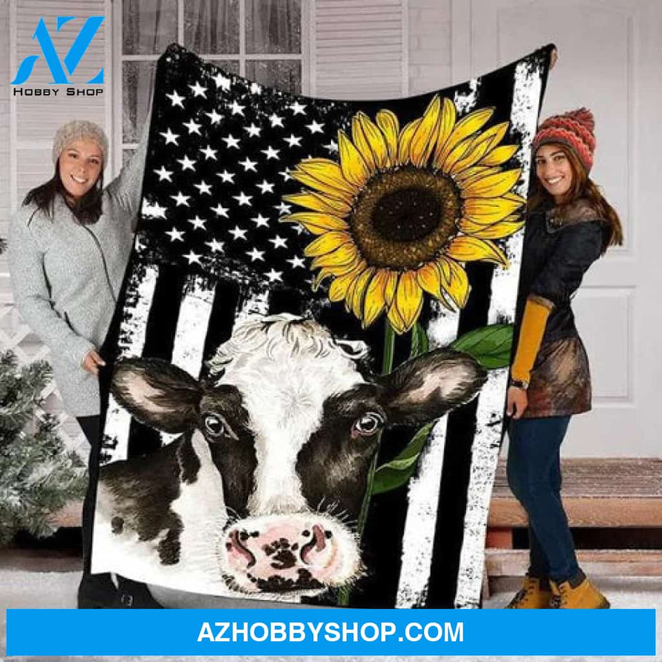 Animal Blanket, Sunflower Cow Fleece Blanket