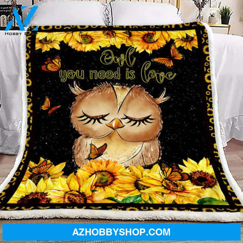Animal Blanket, Sunflower Owl You Need Is Love