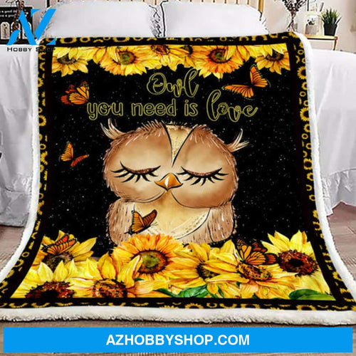 Animal Blanket, Sunflower Owl You Need Is Love