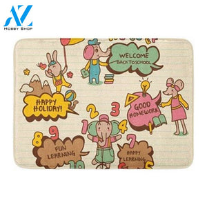 Animal Colorful ABC Education Dialogue Back to School Doormat Indoor and Outdoor Doormat Classroom Decor Housewarming Gift Gift for Teachers Gift for Students