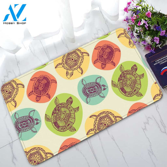 Animal Decor Sea Turtles Colorful Circle Doormat Welcome Mat House Warming Gift Home Decor Funny Doormat Gift Idea