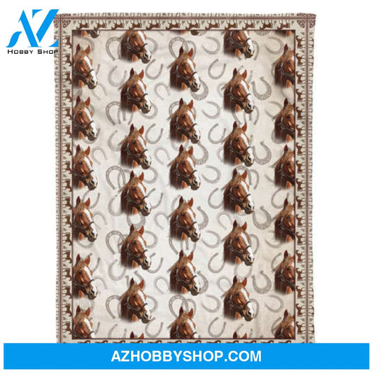 Animal Horse Girl Fleece Blanket 