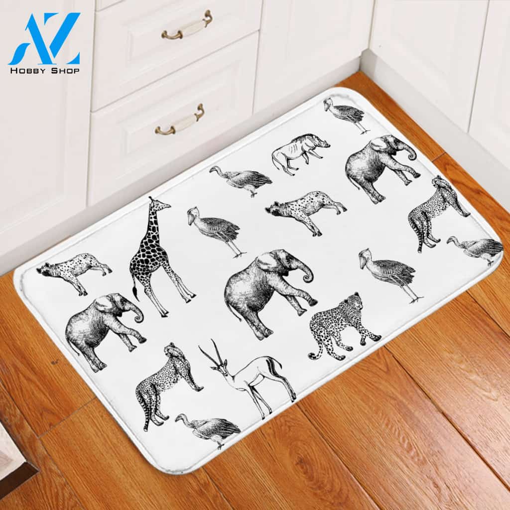 Animal Patterns White Door Mat
