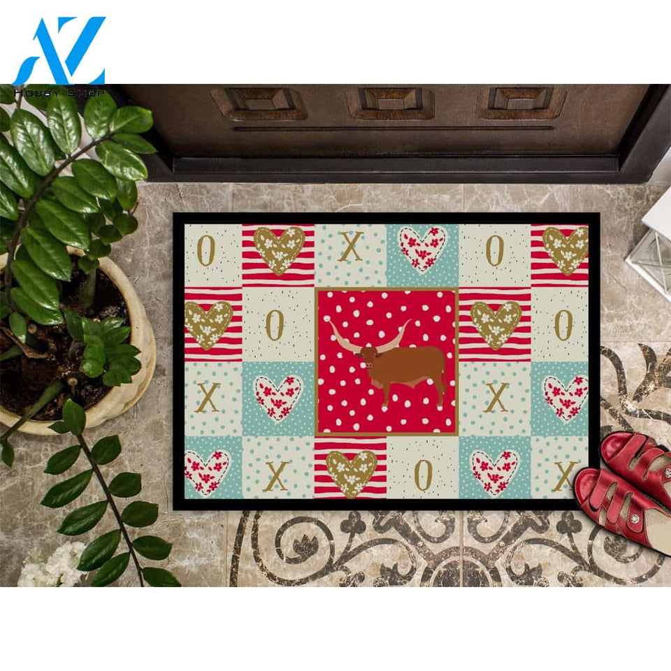 Ankole-Watusi Cow Doormat Welcome Mat Housewarming Gift Home Decor Funny Doormat Gift For Cow Lovers Gift For Farmer Gift For Family