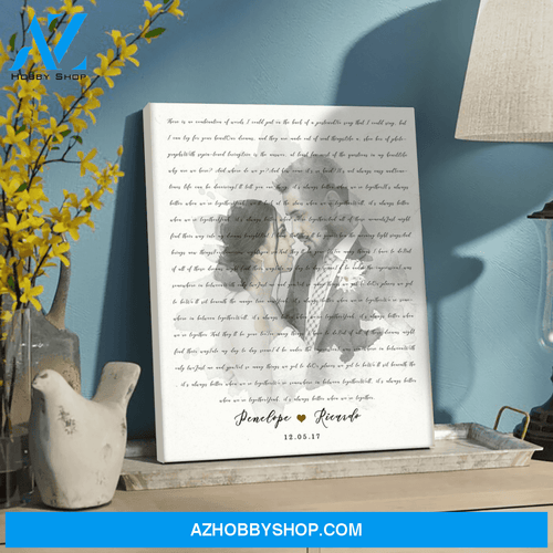 Personalized Canvas, Anniversary Gift For Him For Her Lyrics Song Anniversary Vertical Canvas Wall Art