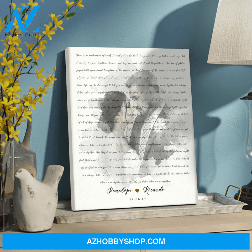 Personalized Canvas, Anniversary Gift For Him For Her Lyrics Song Anniversary Vertical Canvas Wall Art