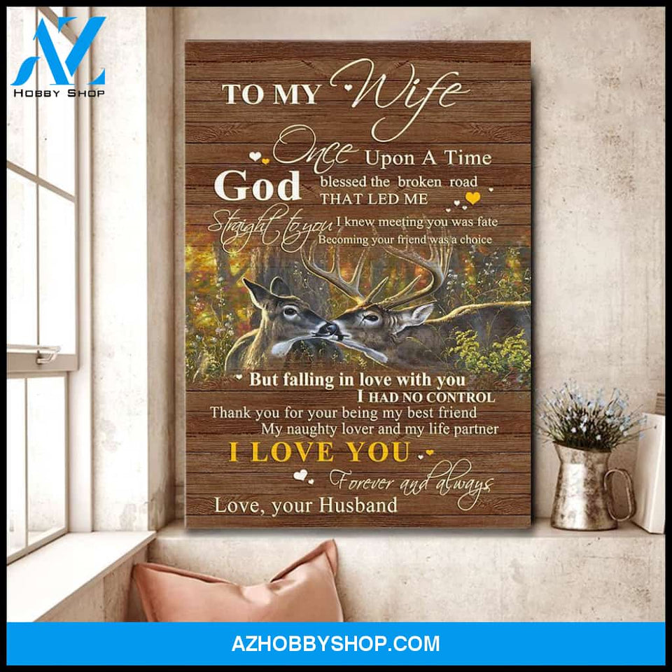 Anniversary Gift For Wife For Husband God Blessed The Broken Road Deer Couple Vertical Canvas