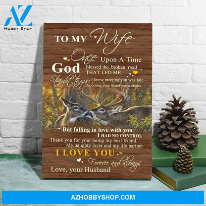 Anniversary Gift For Wife For Husband God Blessed The Broken Road Deer Couple Vertical Canvas