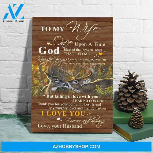 Anniversary Gift For Wife For Husband God Blessed The Broken Road Deer Couple Vertical Canvas
