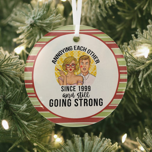 Anniversary Annoying Each Other Since 1999 Glass Ornament