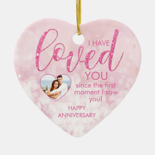 Anniversary Love Heart Photo Collage Template Ceramic Ornament