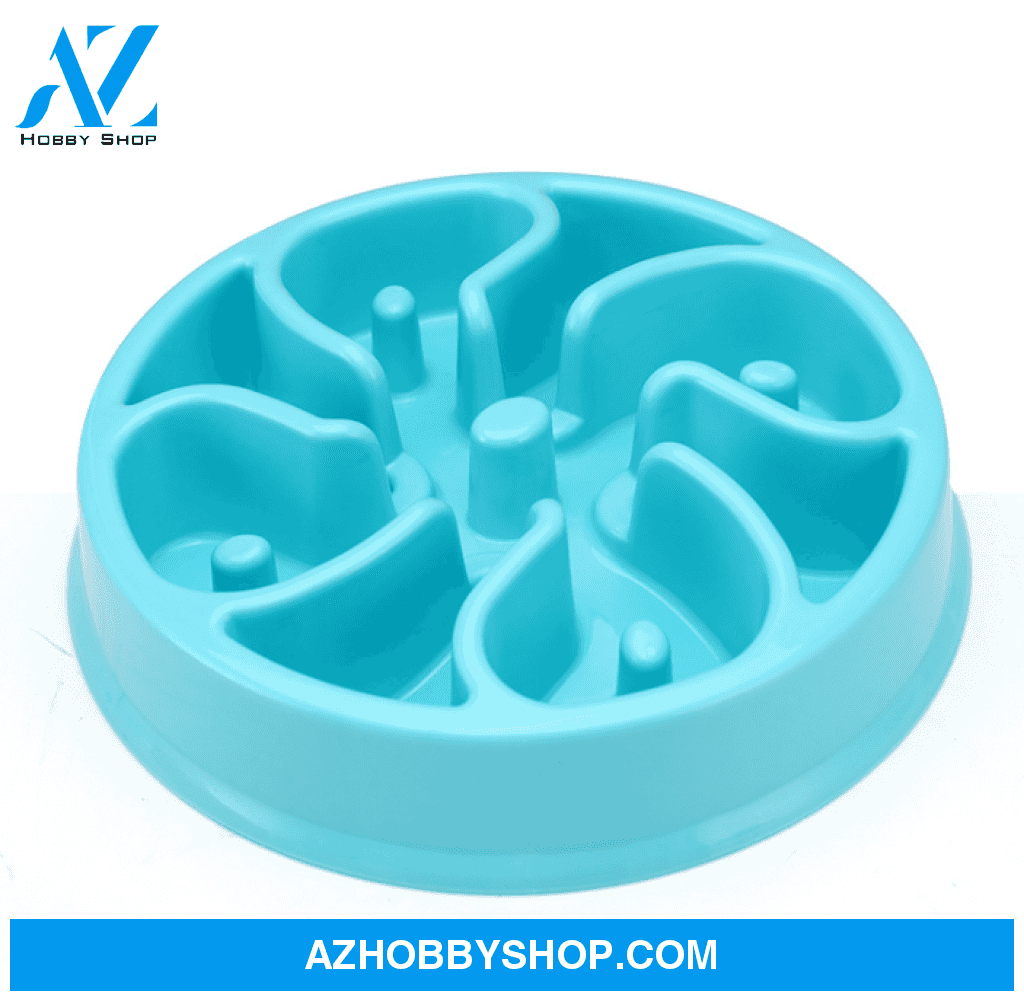 Anti-Choke Bowl Plastic Dog Healthy Feeder Blue / C