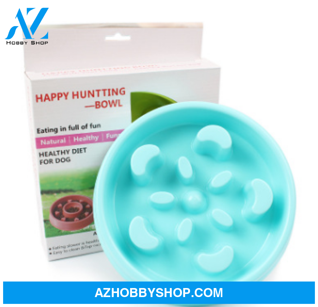 Anti-Choke Bowl Plastic Dog Healthy Feeder Blue / D