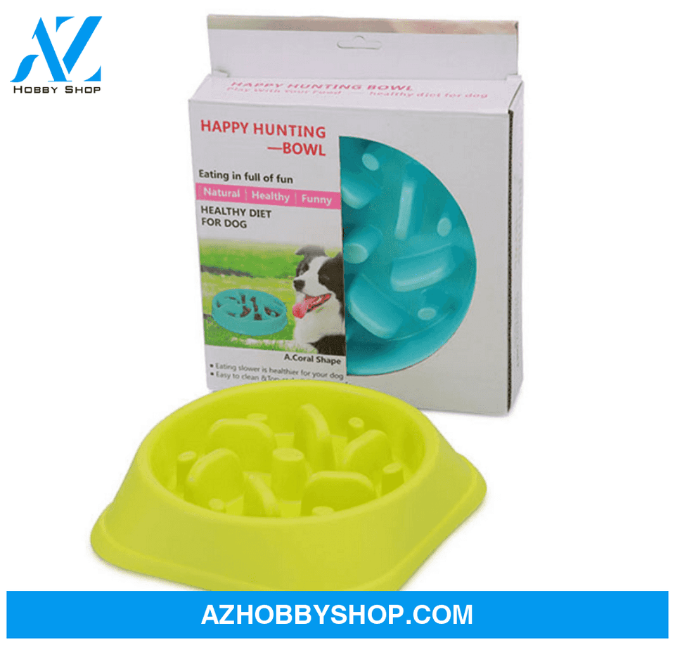 Anti-Choke Bowl Plastic Dog Healthy Feeder Green / A