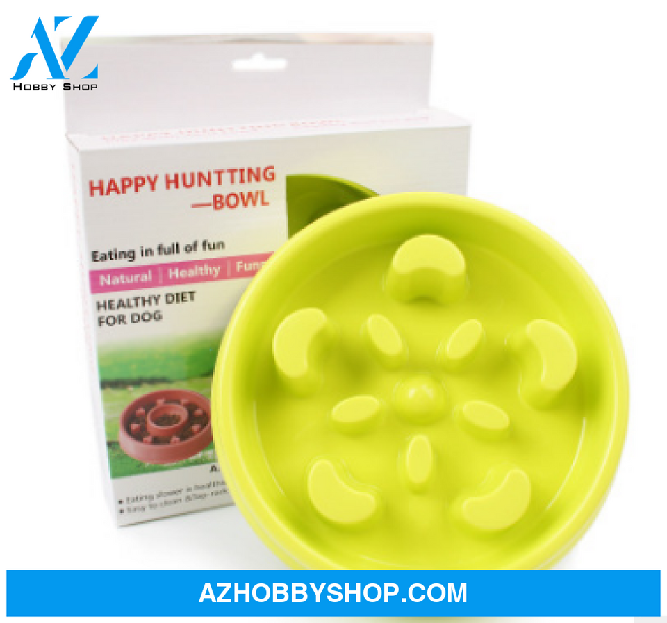 Anti-Choke Bowl Plastic Dog Healthy Feeder Green / D