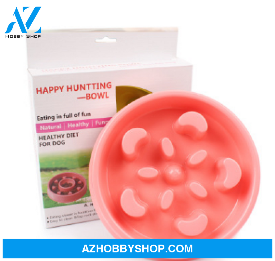 Anti-Choke Bowl Plastic Dog Healthy Feeder Pink / D