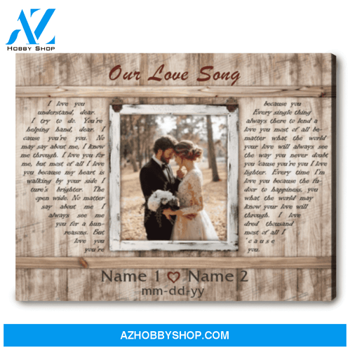 Any Song Lyric On Canvas Cotton Wedding Anniversary 2nd Year Gift Custom Canvas Print