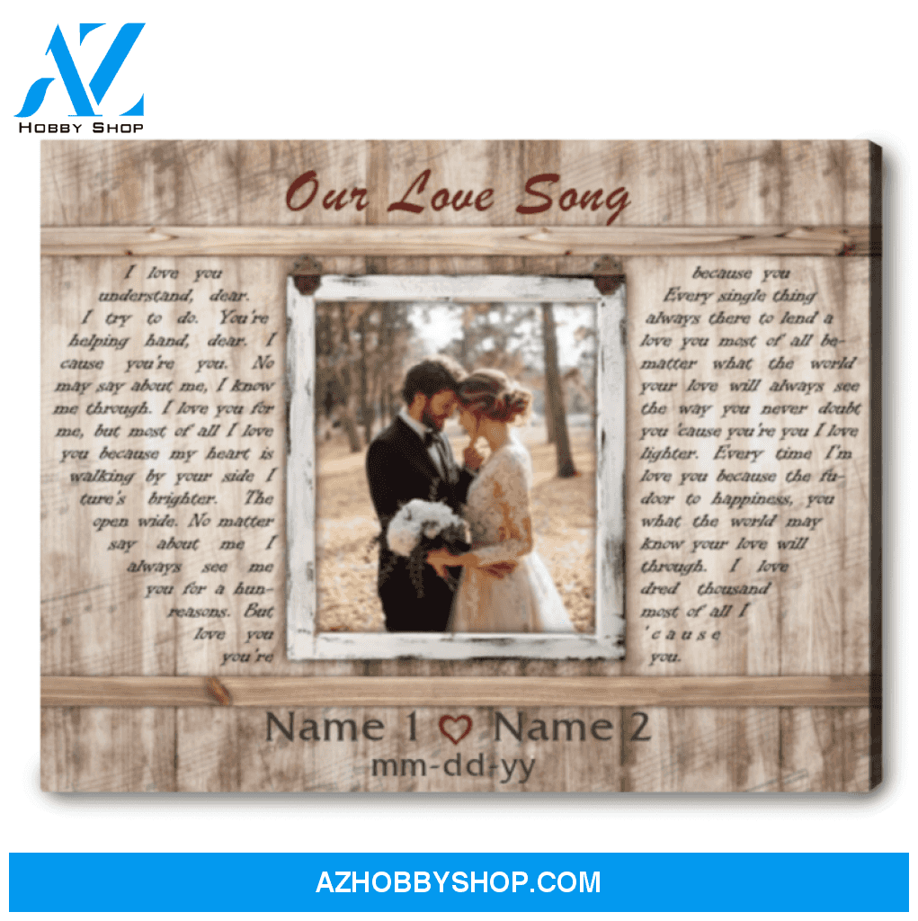 Any Song Lyric On Canvas Cotton Wedding Anniversary 2nd Year Gift Custom Canvas Print