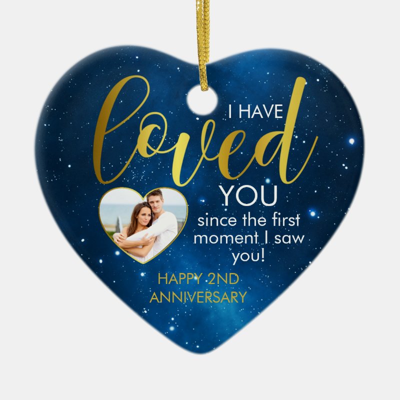 Any Anniversary Love Heart Photo Template Ceramic Ornament
