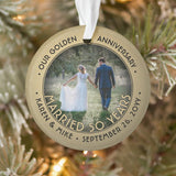 Any Text 2 Photo Golden 50Th Wedding Anniversary Ornament