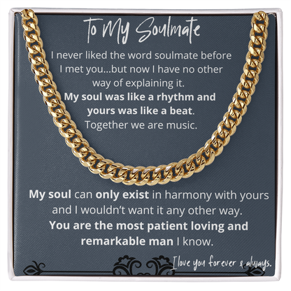 Soulmate Gifts for Men, Romantic Gifts For Him, Unique Gift For Him, Meaningful Gift For Him, Thoughtful Gift For Him, Cuban Chain Necklace