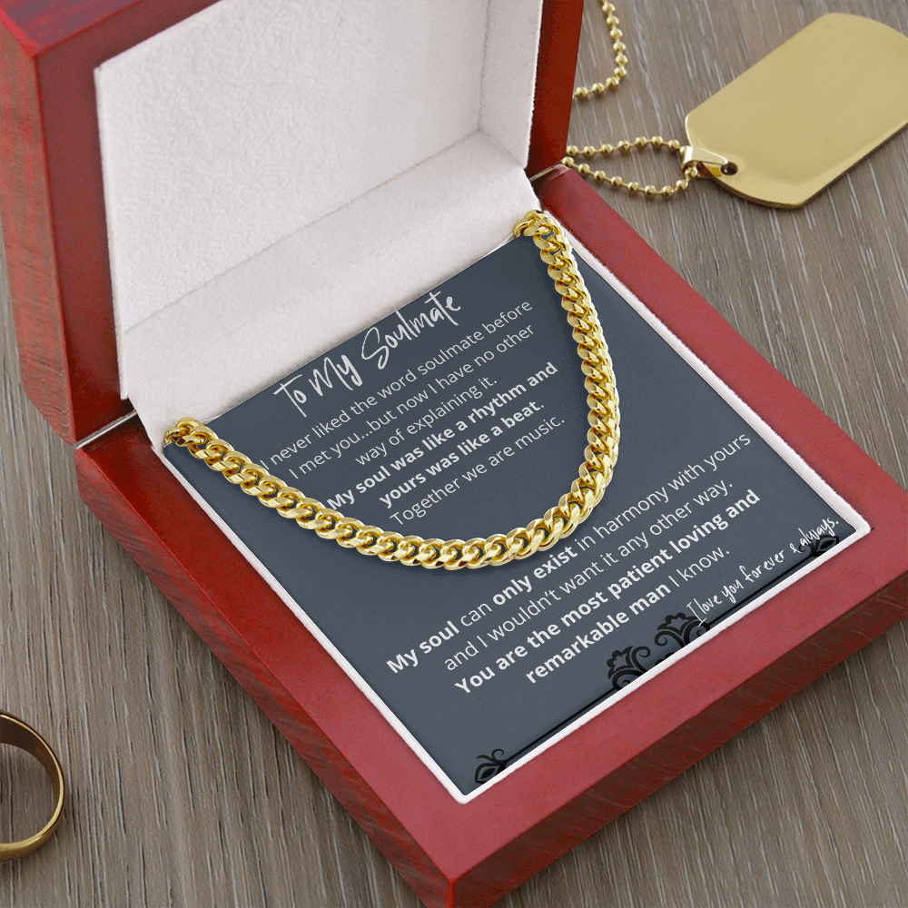 Soulmate Gifts for Men, Romantic Gifts For Him, Unique Gift For Him, Meaningful Gift For Him, Thoughtful Gift For Him, Cuban Chain Necklace