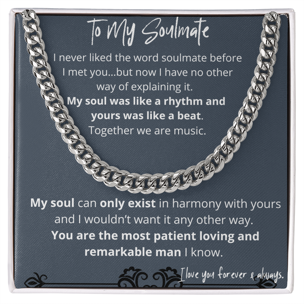 Soulmate Gifts for Men, Romantic Gifts For Him, Unique Gift For Him, Meaningful Gift For Him, Thoughtful Gift For Him, Cuban Chain Necklace