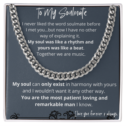 Soulmate Gifts for Men, Romantic Gifts For Him, Unique Gift For Him, Meaningful Gift For Him, Thoughtful Gift For Him, Cuban Chain Necklace