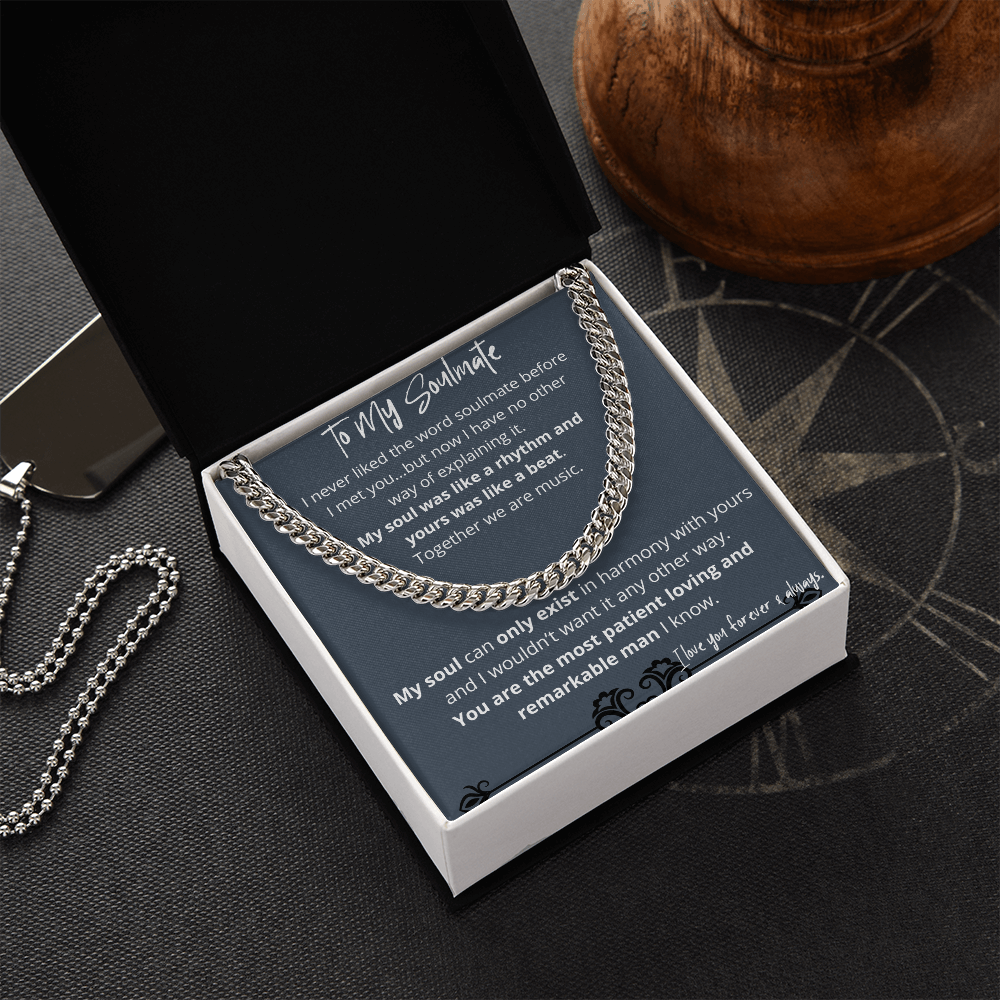 Soulmate Gifts for Men, Romantic Gifts For Him, Unique Gift For Him, Meaningful Gift For Him, Thoughtful Gift For Him, Cuban Chain Necklace