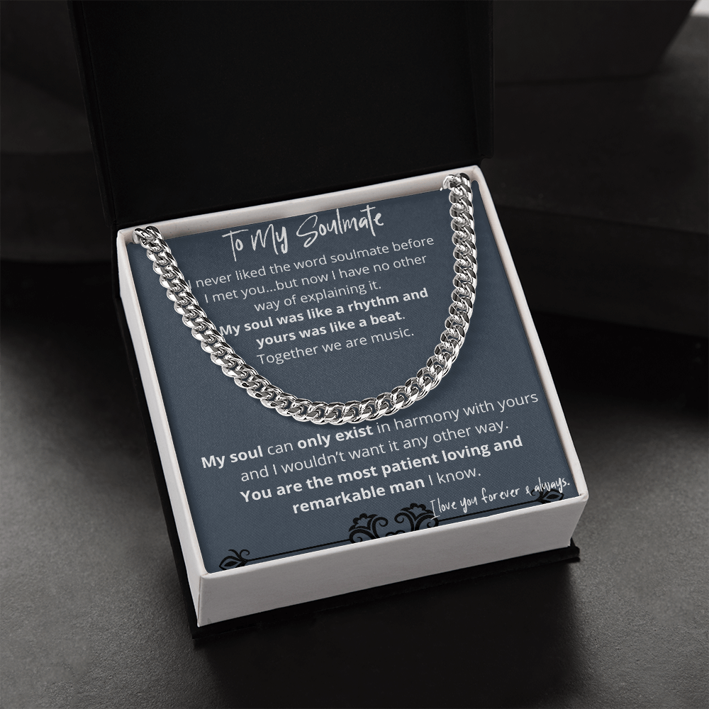 Soulmate Gifts for Men, Romantic Gifts For Him, Unique Gift For Him, Meaningful Gift For Him, Thoughtful Gift For Him, Cuban Chain Necklace