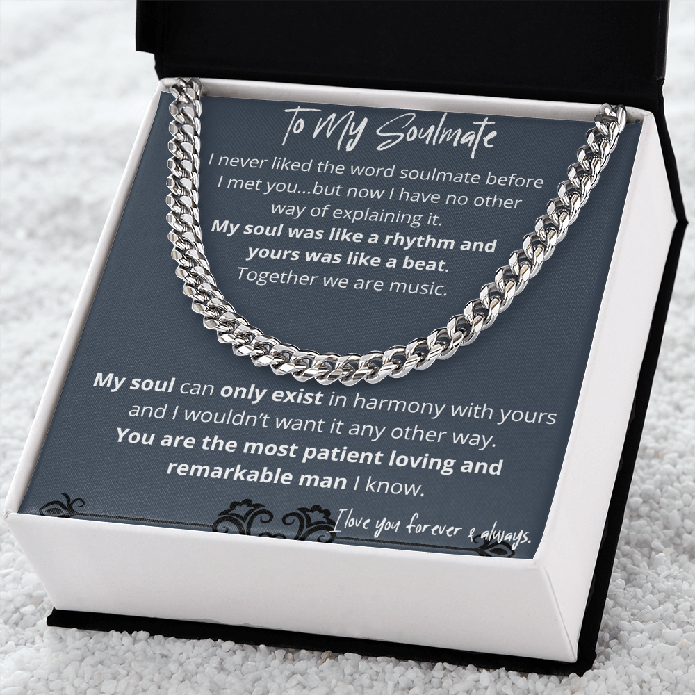Soulmate Gifts for Men, Romantic Gifts For Him, Unique Gift For Him, Meaningful Gift For Him, Thoughtful Gift For Him, Cuban Chain Necklace