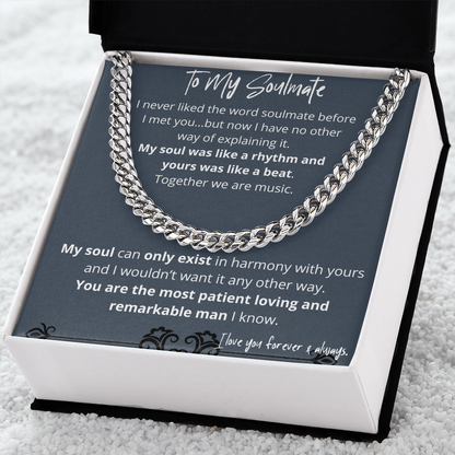 Soulmate Gifts for Men, Romantic Gifts For Him, Unique Gift For Him, Meaningful Gift For Him, Thoughtful Gift For Him, Cuban Chain Necklace