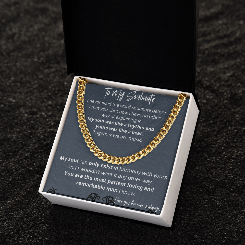 Soulmate Gifts for Men, Romantic Gifts For Him, Unique Gift For Him, Meaningful Gift For Him, Thoughtful Gift For Him, Cuban Chain Necklace