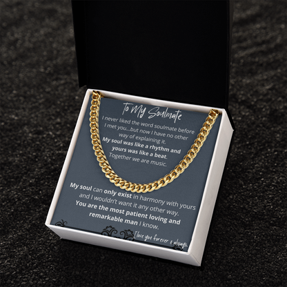 Soulmate Gifts for Men, Romantic Gifts For Him, Unique Gift For Him, Meaningful Gift For Him, Thoughtful Gift For Him, Cuban Chain Necklace