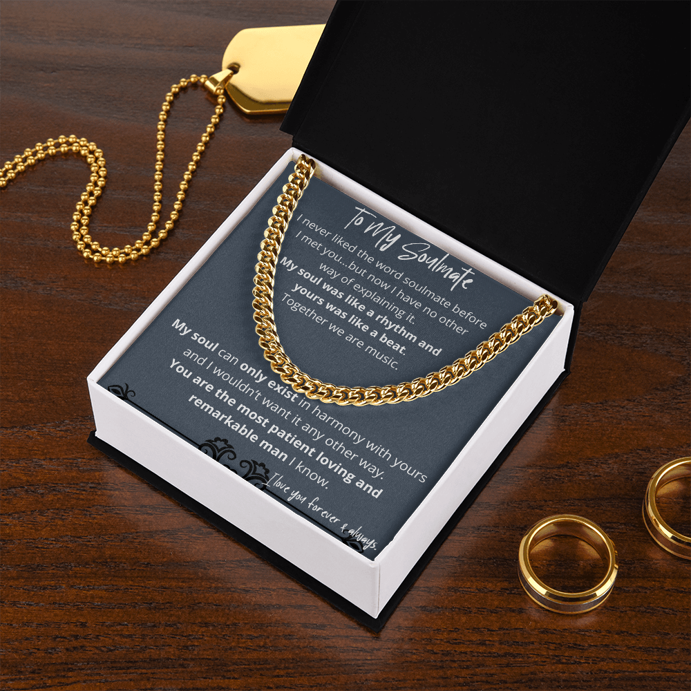 Soulmate Gifts for Men, Romantic Gifts For Him, Unique Gift For Him, Meaningful Gift For Him, Thoughtful Gift For Him, Cuban Chain Necklace