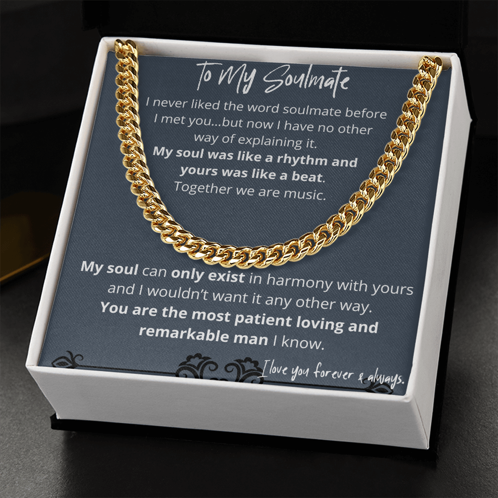Soulmate Gifts for Men, Romantic Gifts For Him, Unique Gift For Him, Meaningful Gift For Him, Thoughtful Gift For Him, Cuban Chain Necklace