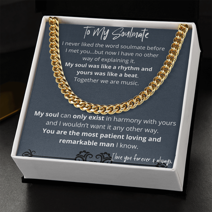 Soulmate Gifts for Men, Romantic Gifts For Him, Unique Gift For Him, Meaningful Gift For Him, Thoughtful Gift For Him, Cuban Chain Necklace