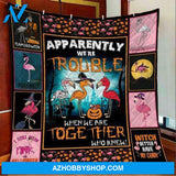 Apparently We're Trouble Pump Flamingo Great Halloween Fleece Blanket Home Decor Bedding Couch Sofa Soft And Comfy Cozy