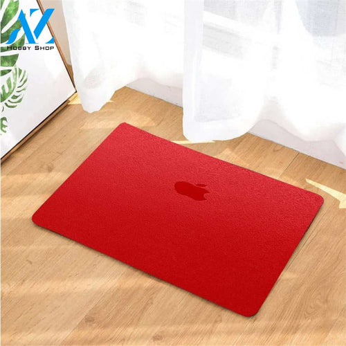 apple logo red doormats