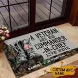 Army Veteran Gift Idea Retired Soldier Personalized US Veteran And His Commander In Chief Live Here Veteran Camo Couple Live Here Non-Slip Rubber Backing Doormat HG