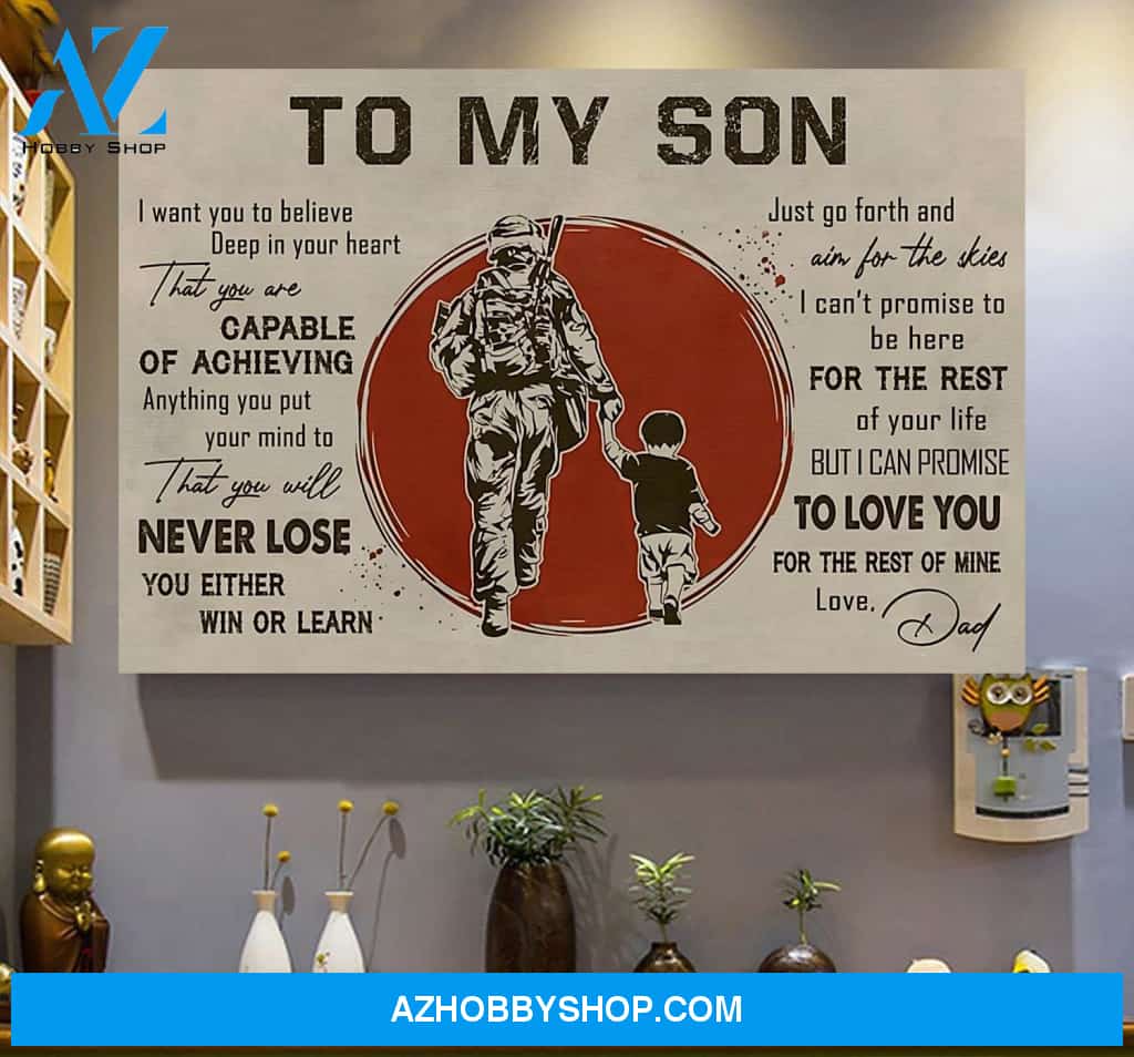 Army Veteran To My Son Horizontal Wall Art Canvas Prints Unique Gifts