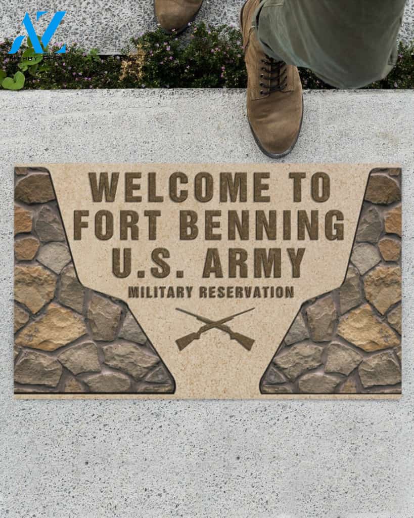 Army Welcome To Fort Benning Funny Indoor And Outdoor Doormat Warm House Gift Welcome Mat Gift For Family Friend