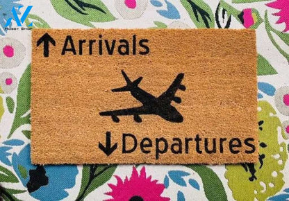 Arrivals and Departures Airplane Doormat Welcome Mat House Warming Gift Home Decor Gift for Airplane Lovers Funny Doormat Gift Idea