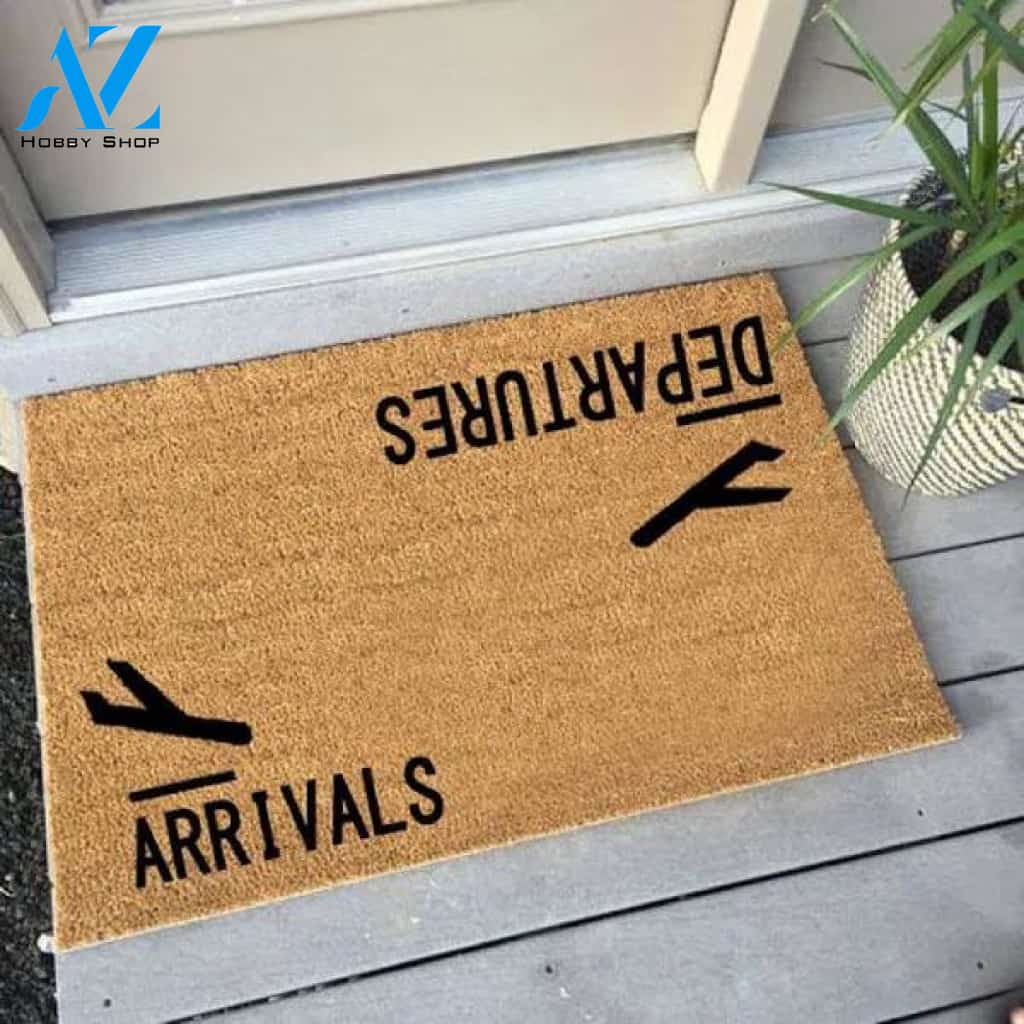 Arrivals Departures Funny Doormat Figure Doormat 