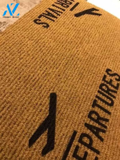 Arrivals Departures Funny Doormat Figure Doormat Welcome Mat House Warming Gift Home Decor Funny Doormat Gift Idea