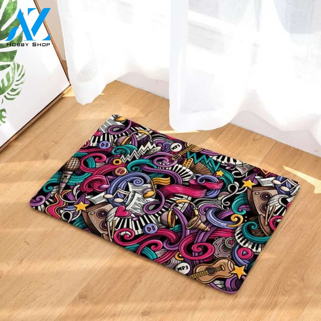 Art Music Notes Doormat Indoor and Outdoor Doormat Warm House Gift Welcome Mat Birthday Gift for Music Lovers Piano Lover