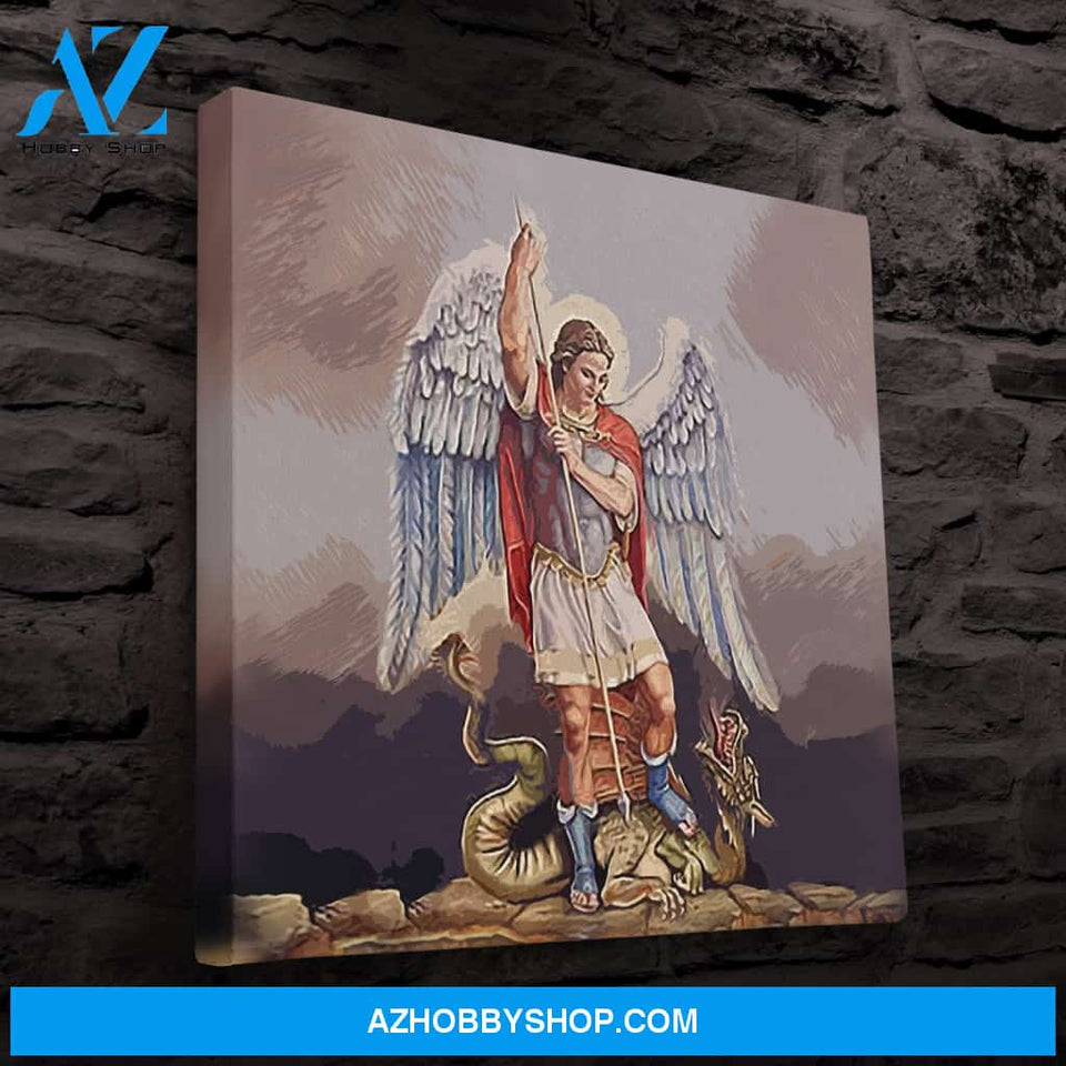 ARTCANVAS St. Michael Vanquishing Satan, Archangel, Catholic Art, Christian Painting, Canvas Art