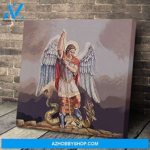 ARTCANVAS St. Michael Vanquishing Satan, Archangel, Catholic Art, Christian Painting, Canvas Art