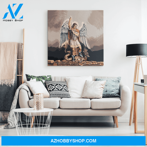 ARTCANVAS St. Michael Vanquishing Satan, Archangel, Catholic Art, Christian Painting, Canvas Art